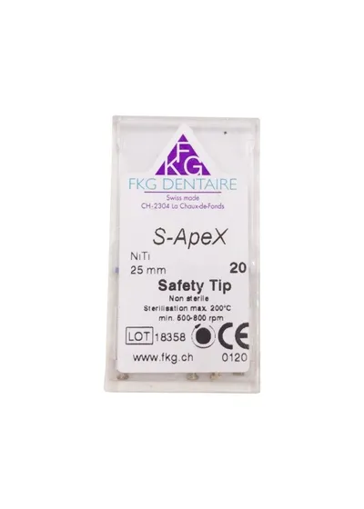 Машинный файл, FKG, S-Apex NiTi Ra, 25 мм, №20, обратная конусность, 6 шт
