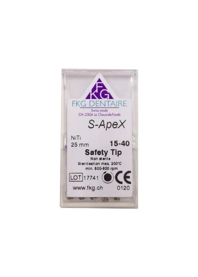 S-Apex NiTi Ra - машинный никель-титановый файл, 25 мм, №15-40, 6 шт