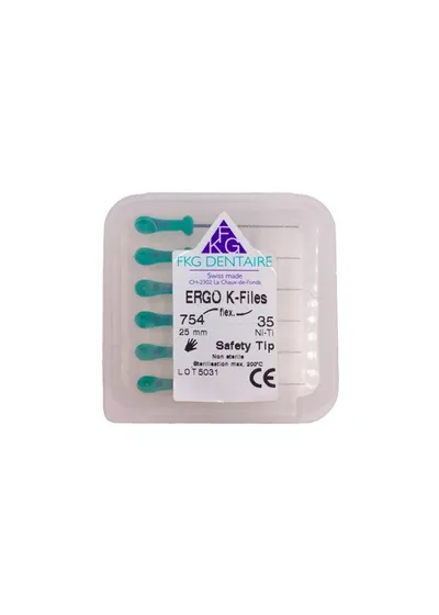 ERGOFLEX K Ni-Ti - ручные никель-титановые файлы, эргономичная ручка, 25 мм, №35, 6 шт