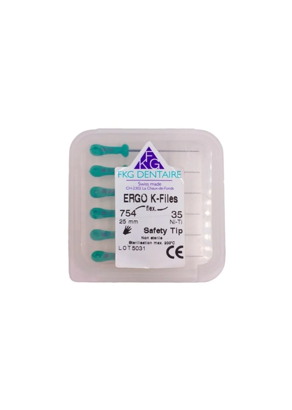 ERGOFLEX K Ni-Ti - ручные никель-титановые файлы, эргономичная ручка, 25 мм, №35, 6 шт