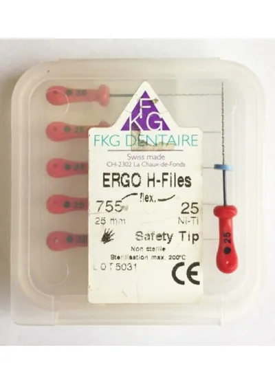 ERGOFLEX H Ni-Ti - ручные никель-титановые файлы, эргономичная ручка, 25 мм, №25