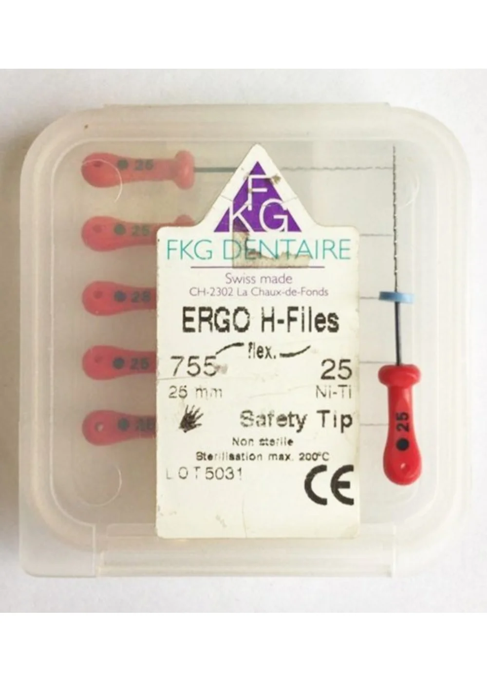 ERGOFLEX H Ni-Ti - ручные никель-титановые файлы, эргономичная ручка, 25 мм, №25