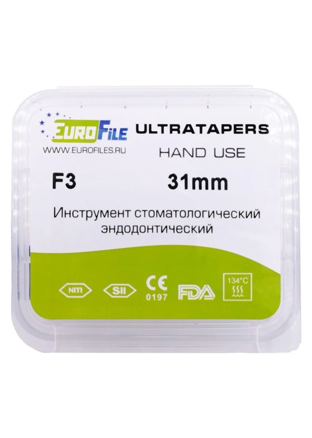 Ultratapers Hand - ручные файлы, 31 мм, размер F3, никель-титан, 6 шт