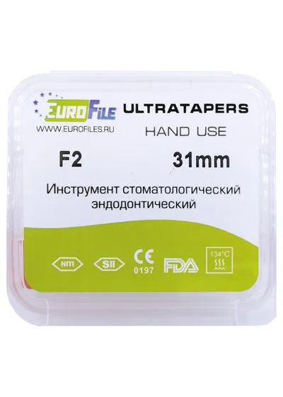 Ultratapers Hand - ручные файлы, 31 мм, размер F2, никель-титан, 6 шт