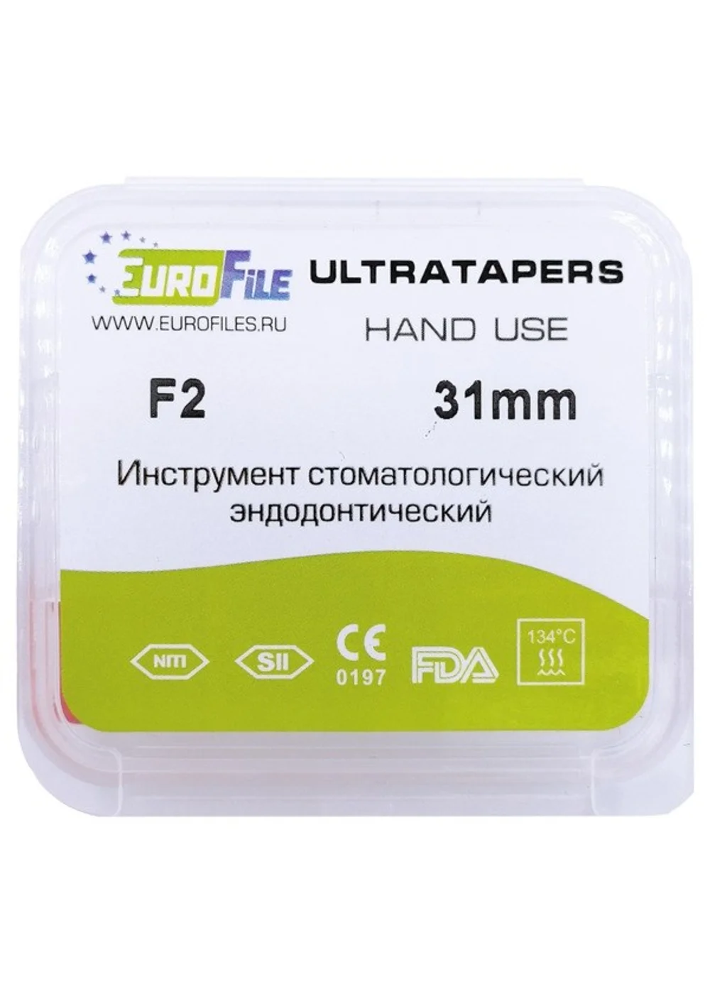 Ultratapers Hand - ручные файлы, 31 мм, размер F2, никель-титан, 6 шт