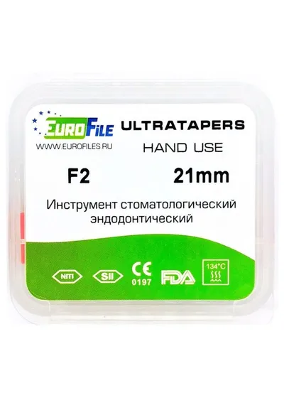 Ultratapers Hand - ручные файлы, 21 мм, размер F2, никель-титан, 6 шт