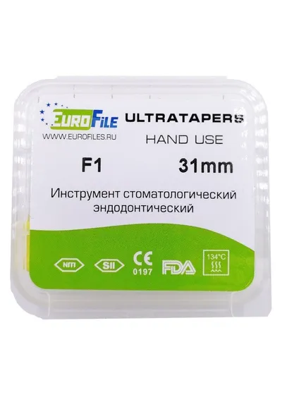 Ultratapers Hand - ручные файлы, 31 мм, размер F1, никель-титан, 6 шт