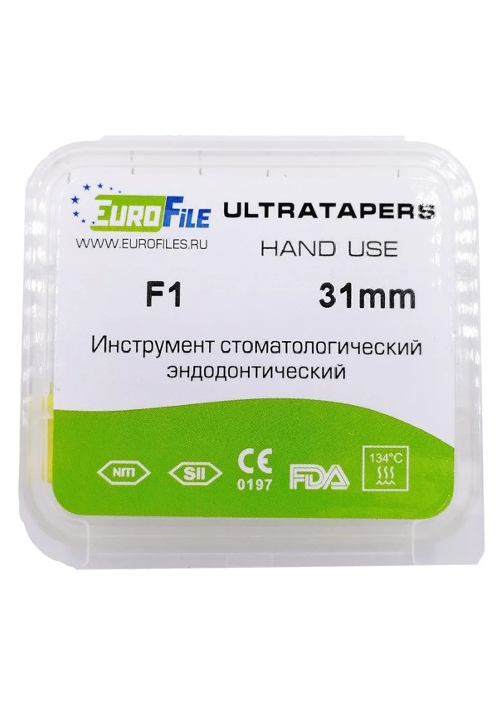 Ultratapers Hand - ручные файлы, 31 мм, размер F1, никель-титан, 6 шт