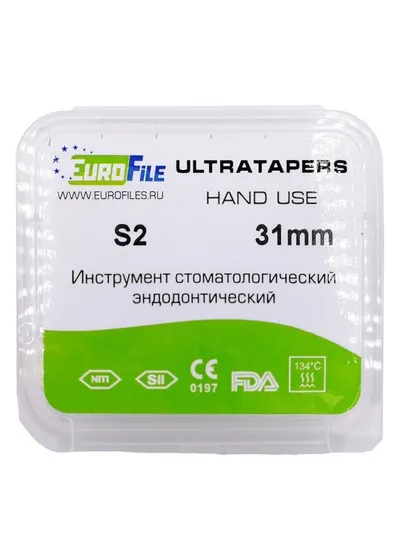 Ultratapers Hand - ручные файлы, 31 мм, размер S2, никель-титан, 6 шт