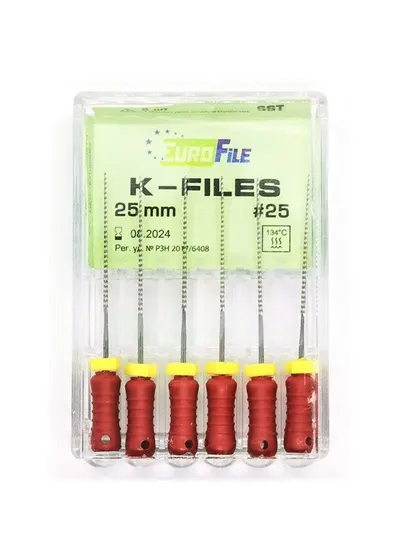 K-Files - ручные файлы, 25 мм, №25, сталь, 6 шт