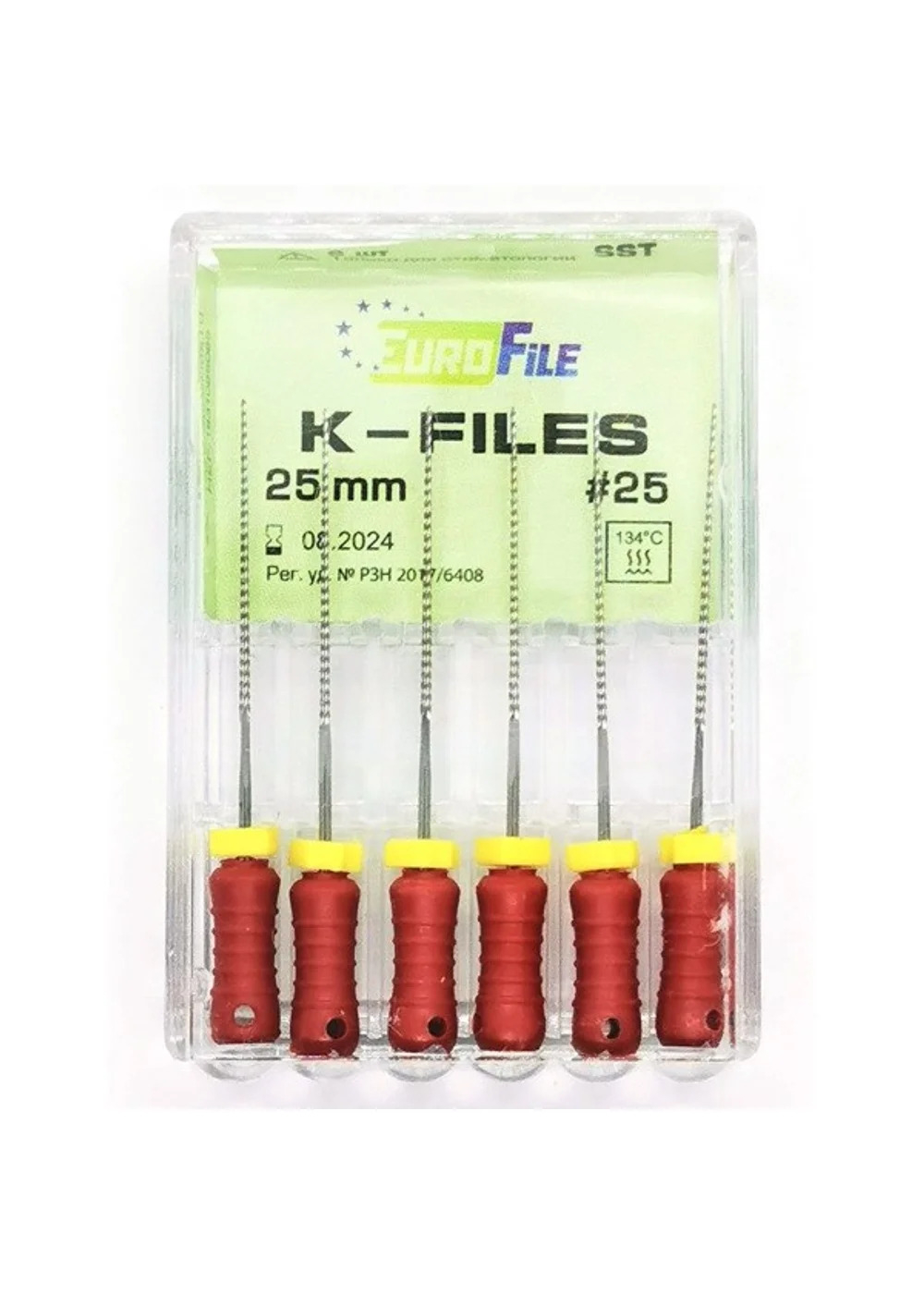 K-Files - ручные файлы, 25 мм, №25, сталь, 6 шт