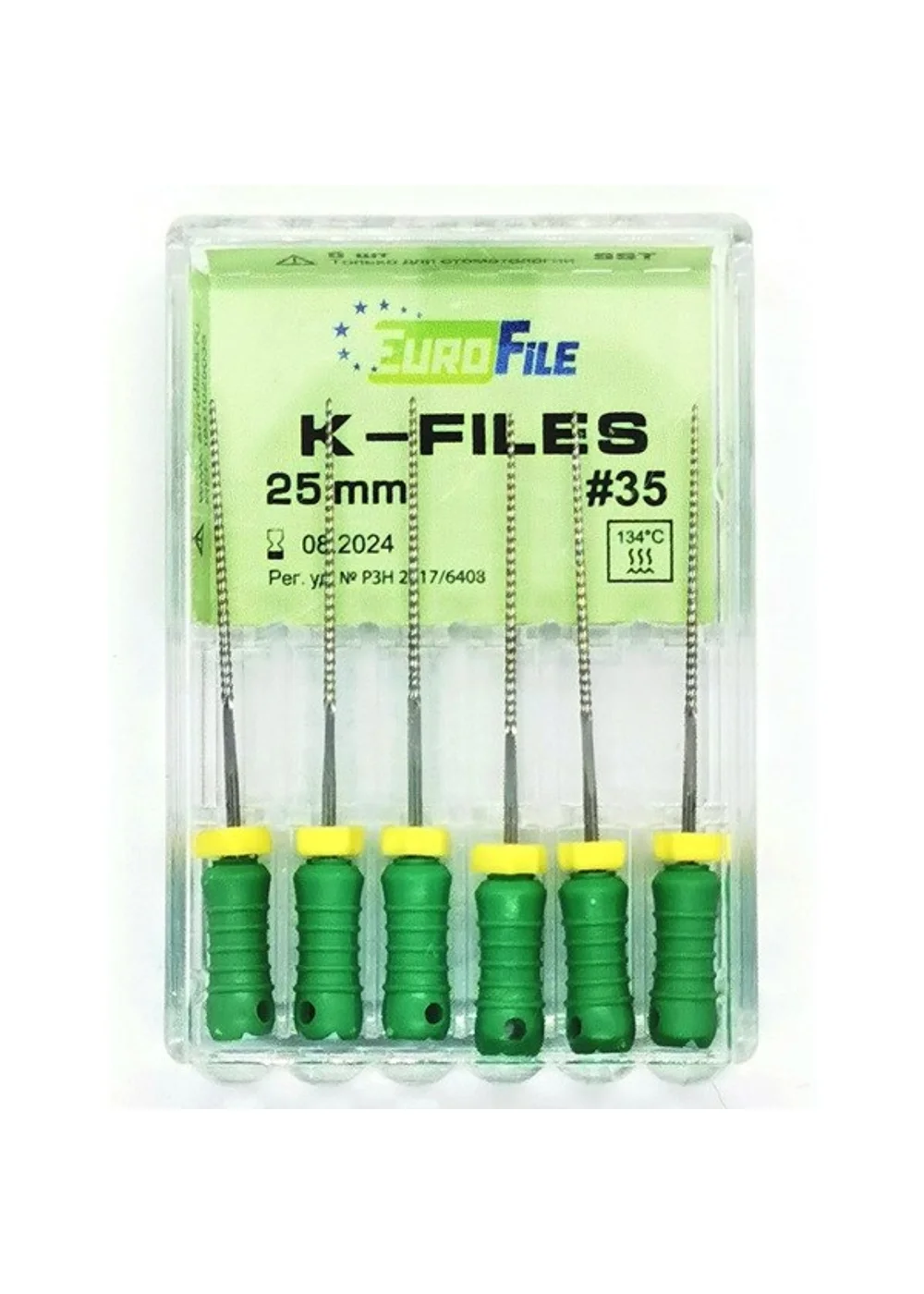 K-Files - ручные файлы, 25 мм, №35, сталь, 6 шт