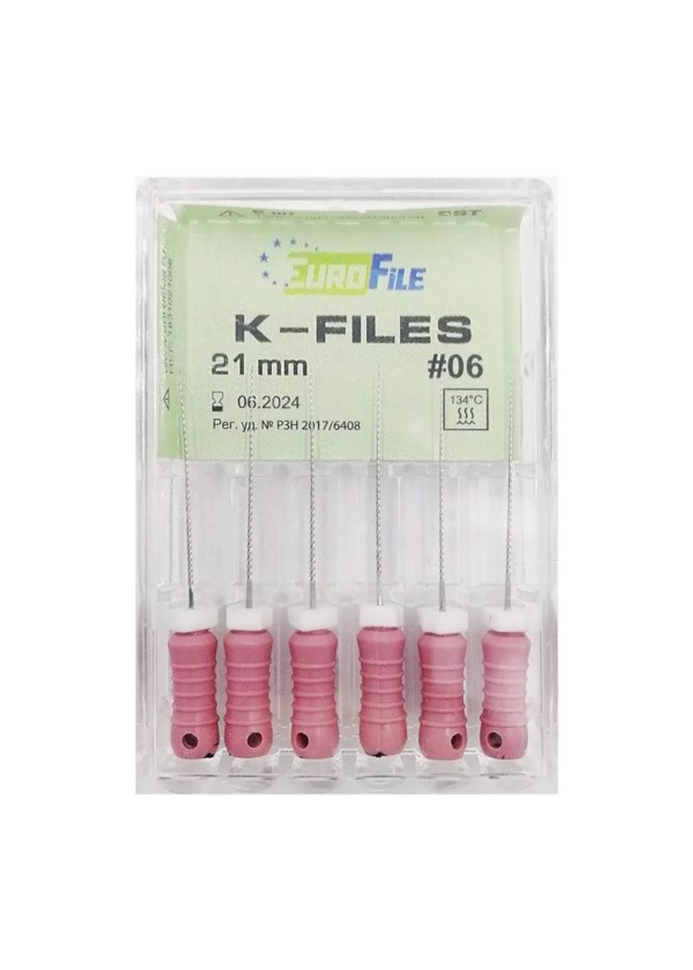 K-Files - ручные файлы, 21 мм, №06, сталь, 6 шт