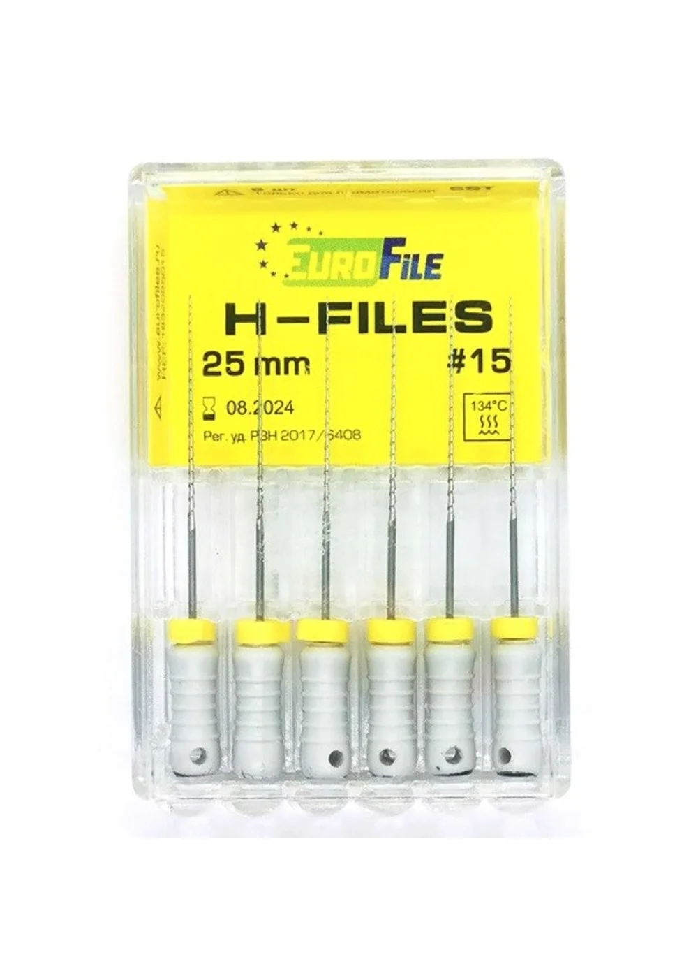 H-Files - ручные файлы, 25 мм, №15, сталь, 6 шт
