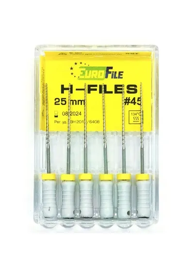 H-Files - ручные файлы, 25 мм, №45, сталь, 6 шт