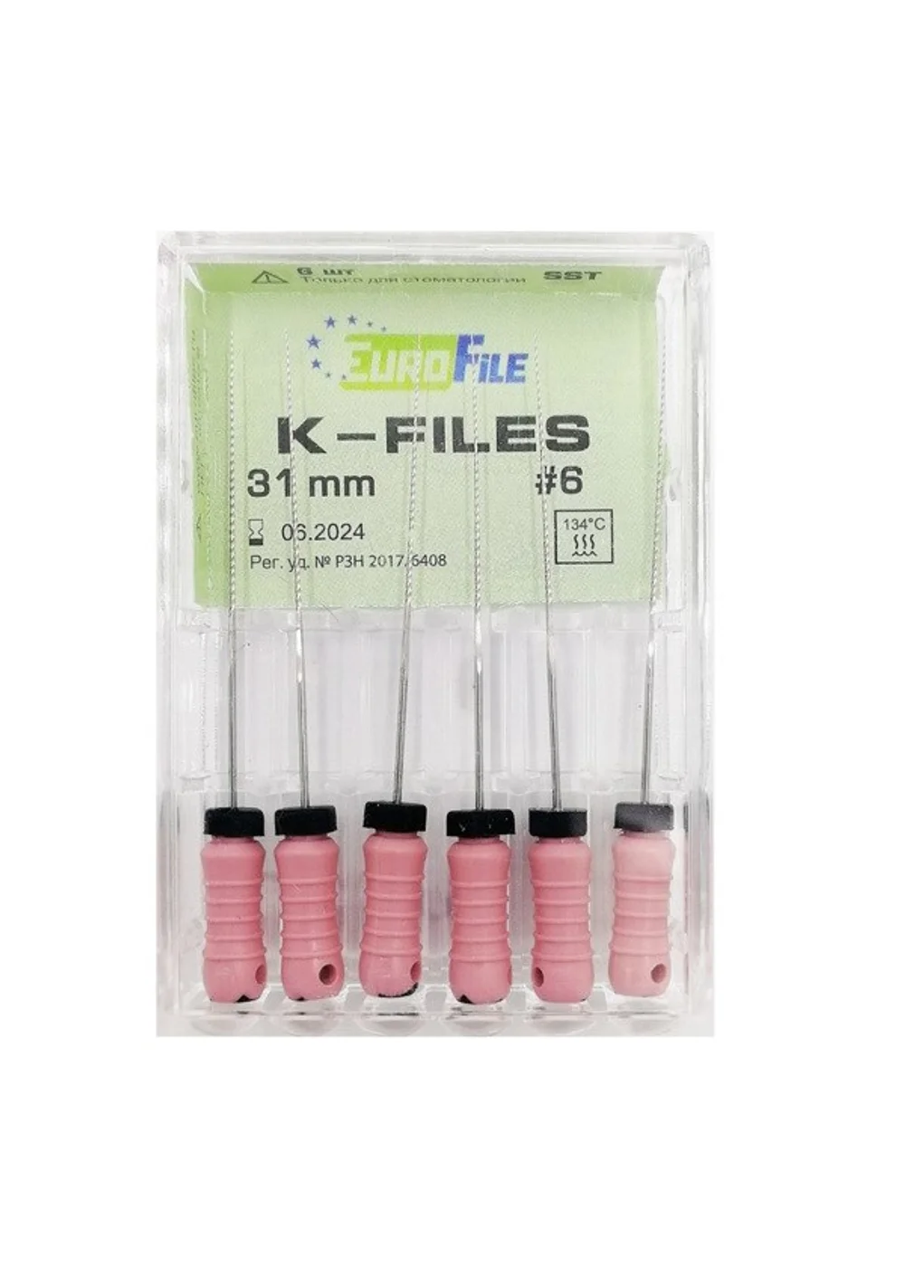 K-Files - ручные файлы, 31 мм, №06, сталь, 6 шт
