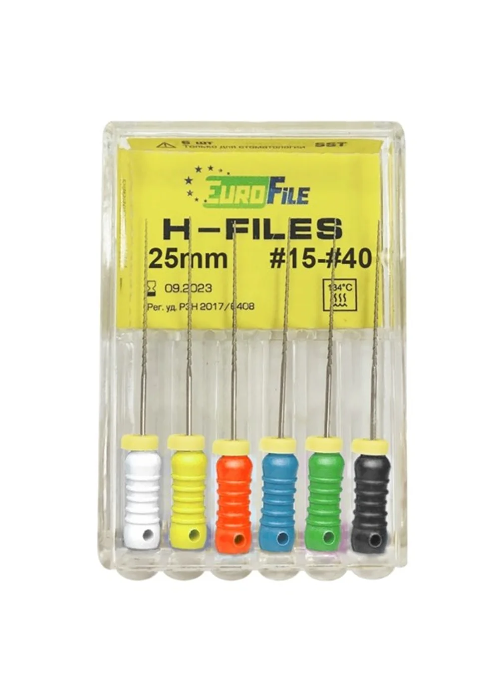 H-Files - ручные файлы, 25 мм, №15-40, сталь, 6 шт