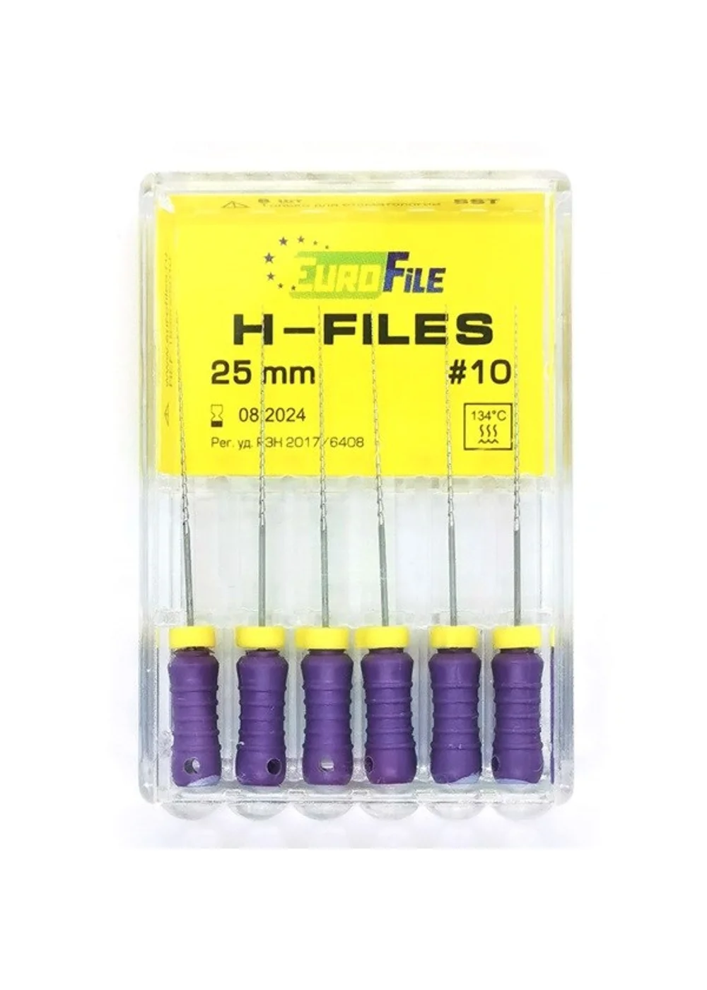 H-Files - ручные файлы, 25 мм, №10, сталь, 6 шт