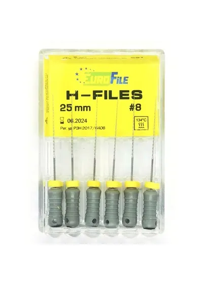 H-Files - ручные файлы, 25 мм, №08, сталь, 6 шт