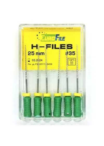 H-Files - ручные файлы, 25 мм, №35, сталь, 6 шт