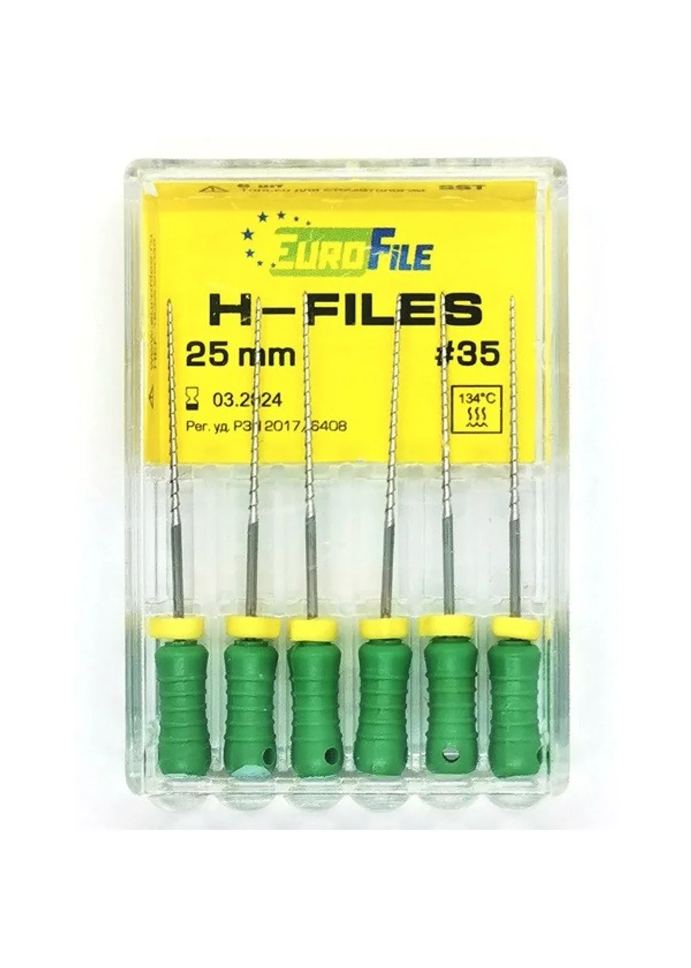 H-Files - ручные файлы, 25 мм, №35, сталь, 6 шт