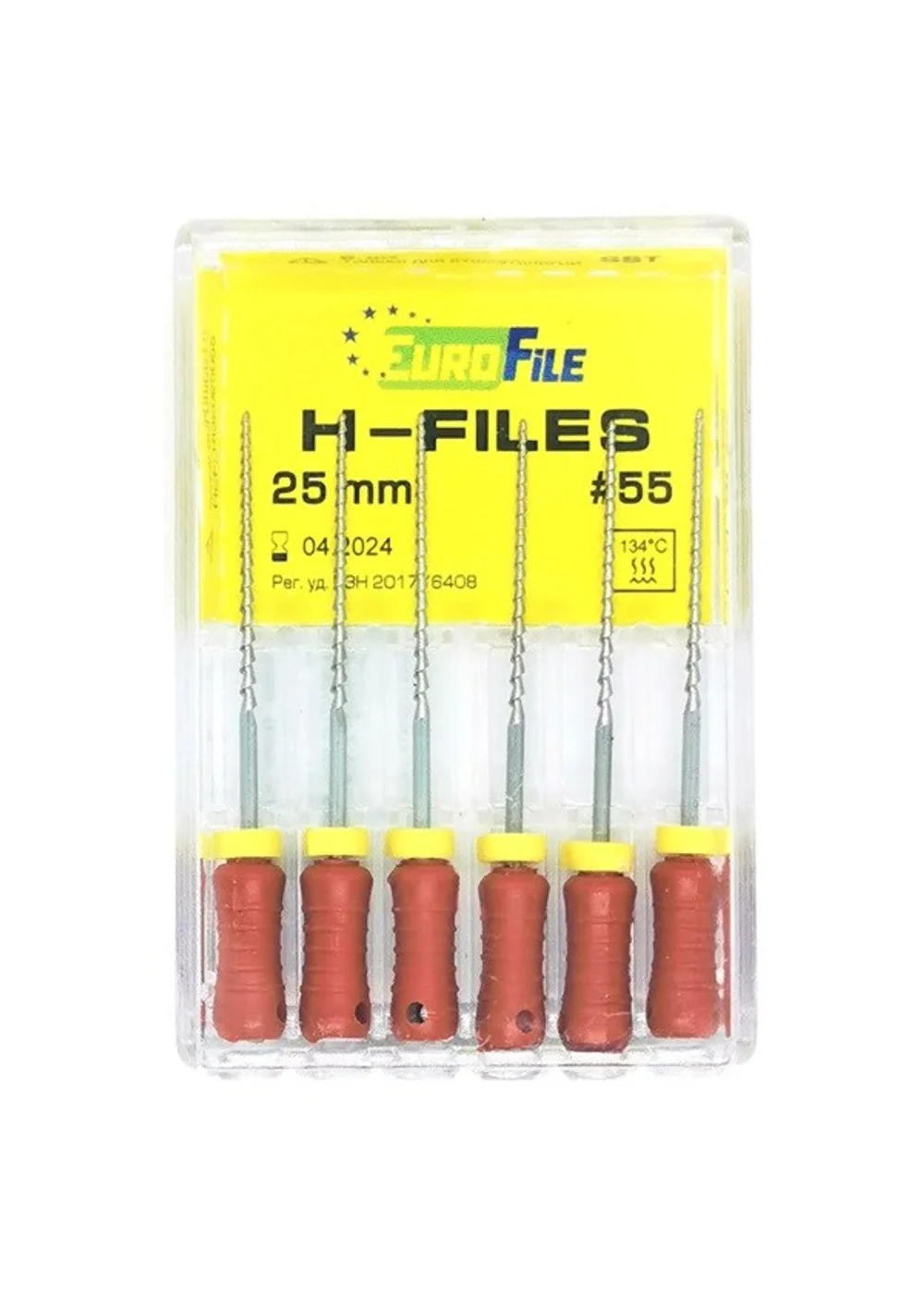 H-Files - ручные файлы, 25 мм, №55, сталь, 6 шт