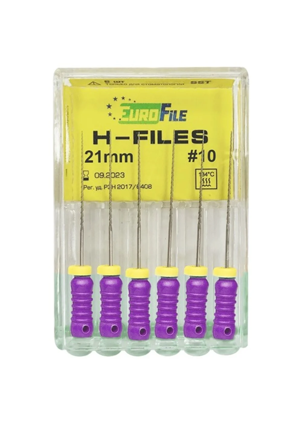 H-Files - ручные файлы, 21 мм, №10, сталь, 6 шт