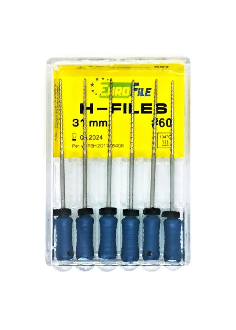 H-Files - ручные файлы, 31 мм, №60, сталь, 6 шт