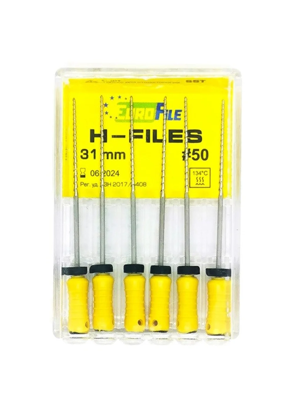 H-Files - ручные файлы, 31 мм, №50, сталь, 6 шт