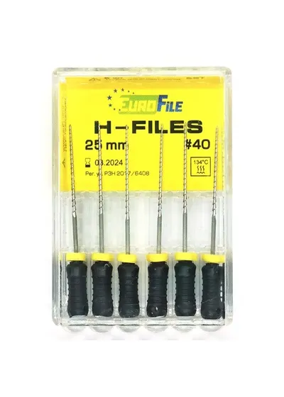 H-Files - ручные файлы, 25 мм, №40, сталь, 6 шт