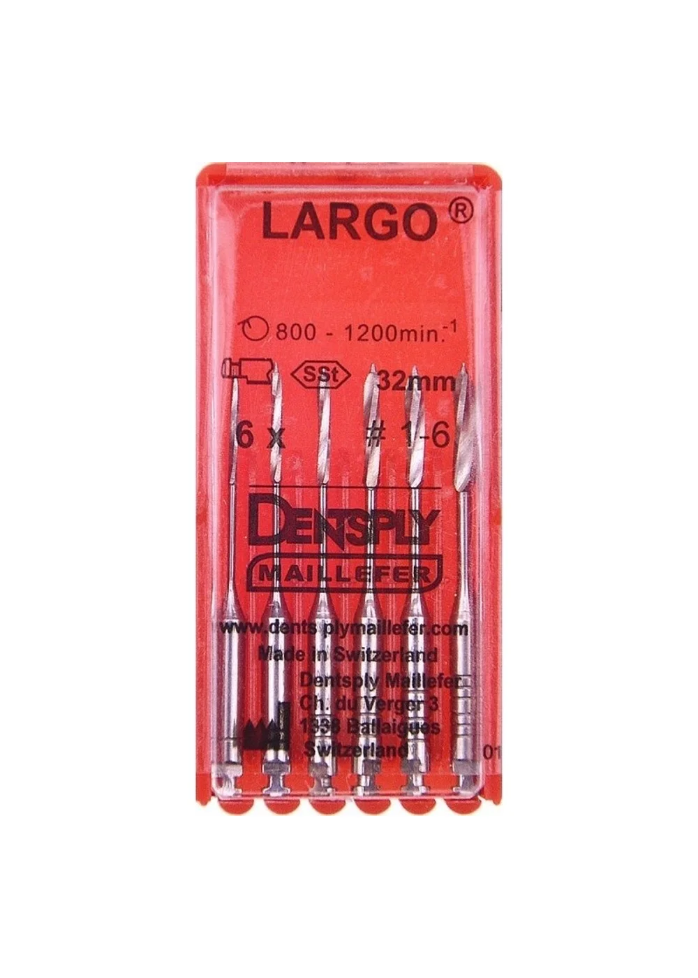 LARGO #1-6, 28мм -развертка корневая (6шт.), Maillefer
