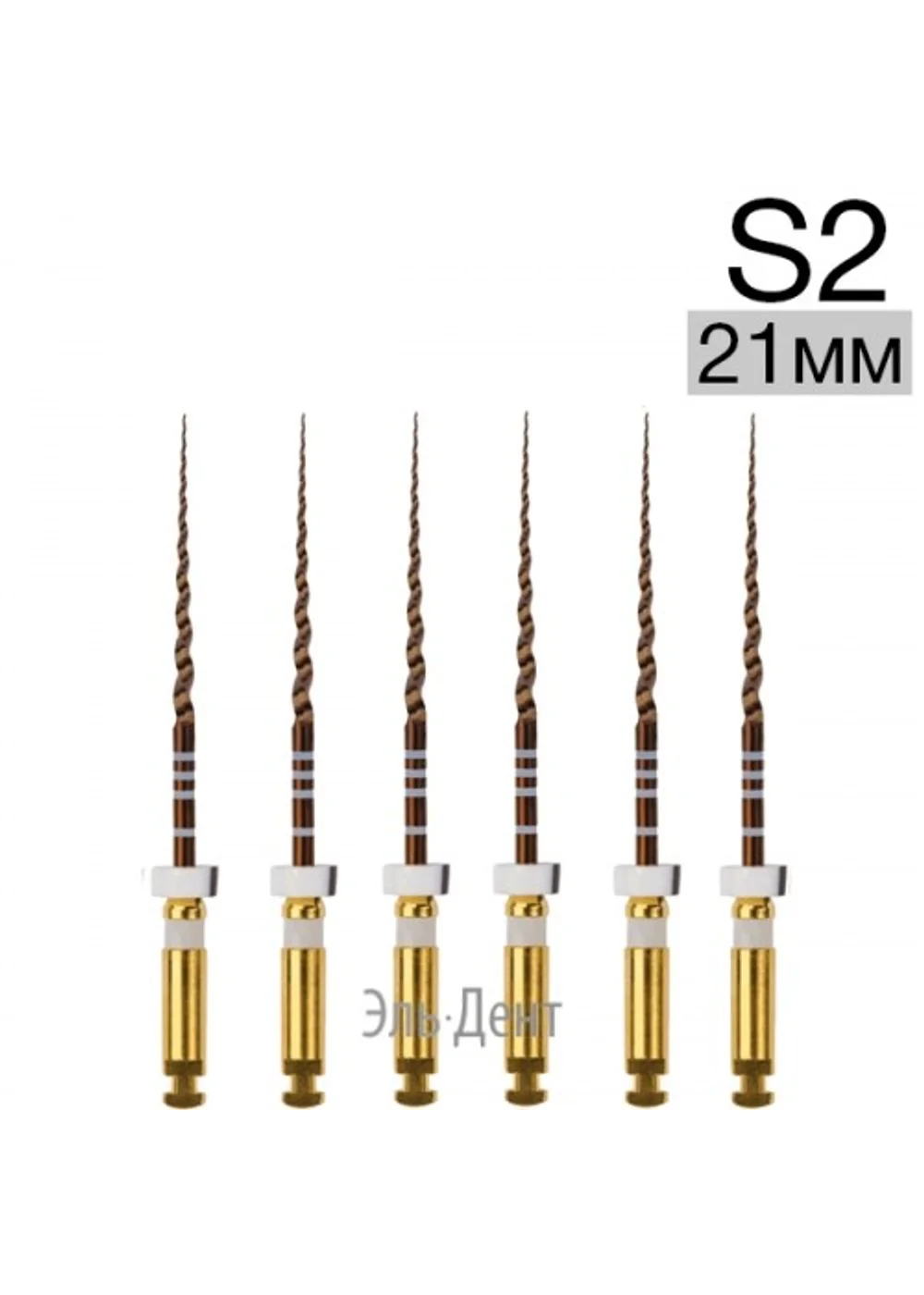 Ultratapers Gold S2, 21мм, стерильные машинные файлы, никель-титан, 6 шт., Eurofile