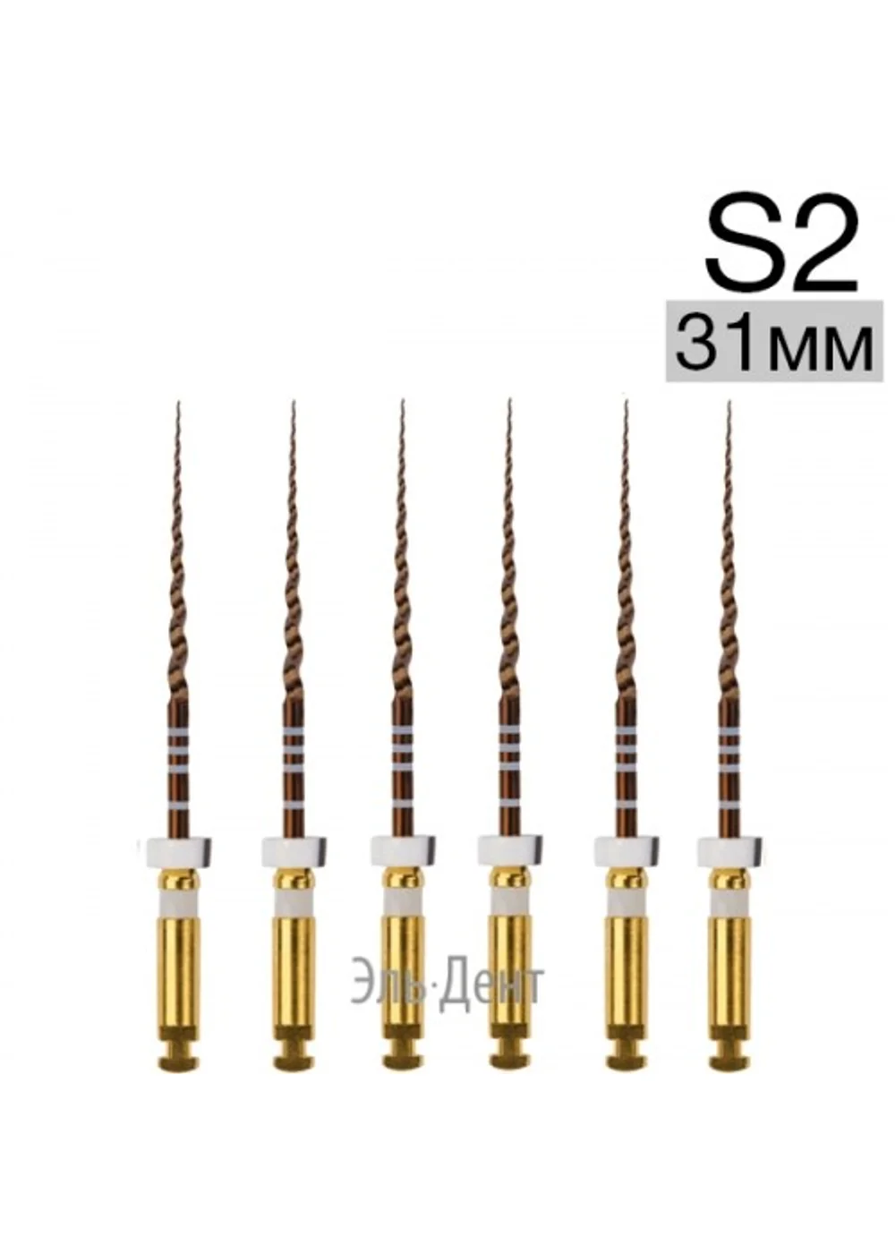 Ultratapers Gold S2, 31мм, стерильные машинные файлы, никель-титан, 6 шт., Eurofile