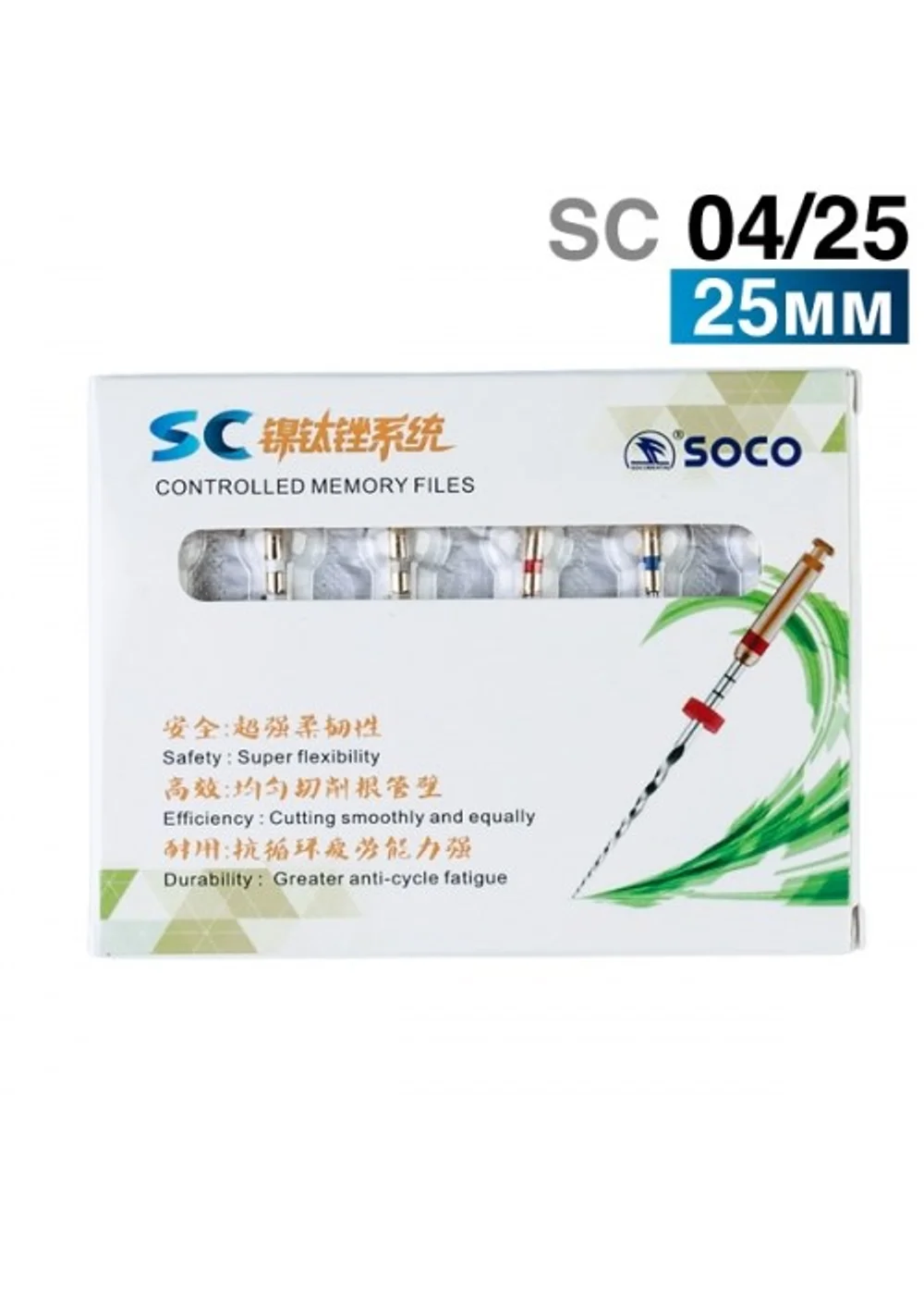 Машинный файл SC, SOCO, 04/25, 25мм, никель-титан, 6шт