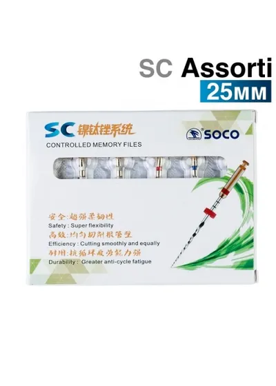 Файлы машинные с памятью формы SC, 25мм, ассорти. (6шт.) SOCO