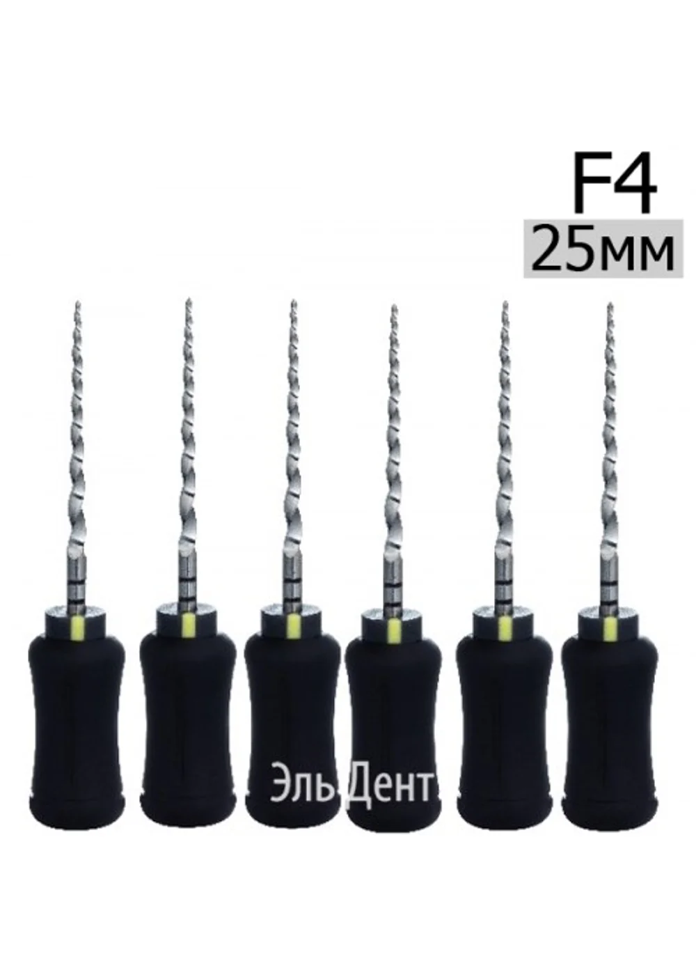 Ultratapers Hand F4, 25мм, ручные файлы, никель-титан, (6шт.) Eurofile