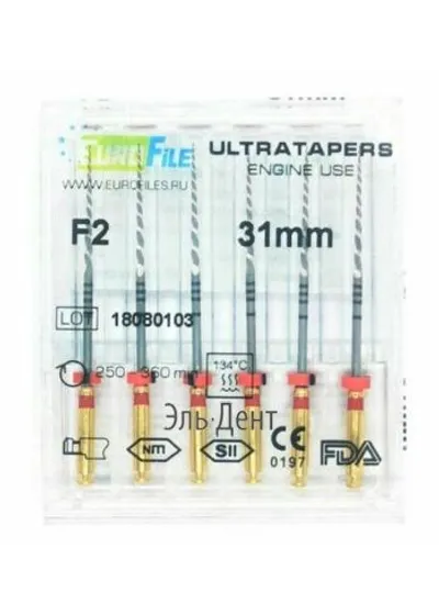 Ultratapers Engine Use F2, 31мм, машинные файлы, никель-титан, (6шт.).Eurofile