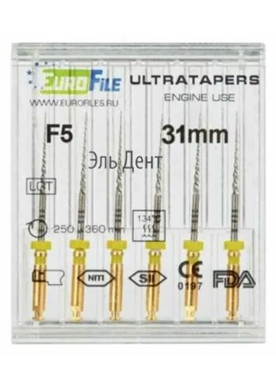 Ultratapers Engine Use F5, 31мм, машинные файлы, никель-титан, (6шт.).Eurofile