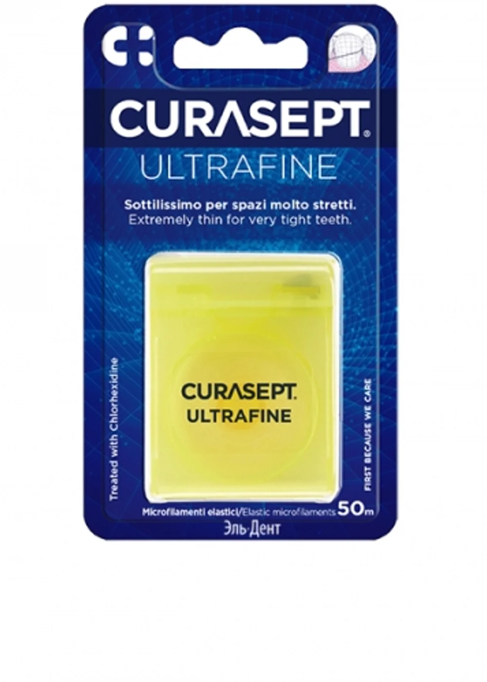 Зубная нить с хлоргексидином CURASEPT ULTRAFINE, 50м