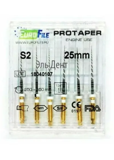 Ultratapers Engine Use S2, 25мм, машинные файлы, никель-титан, (6шт.).Eurofile