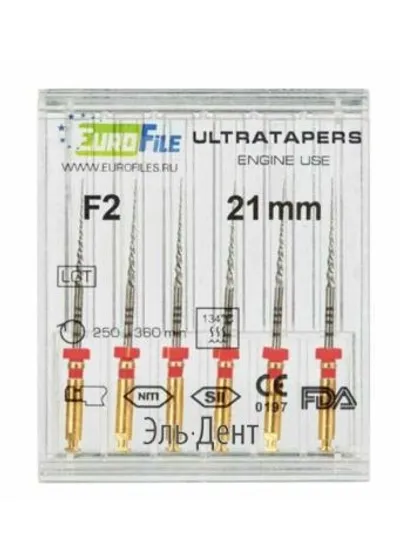 Ultratapers Engine Use F2, 21мм, машинные файлы, никель-титан, (6шт.).Eurofile