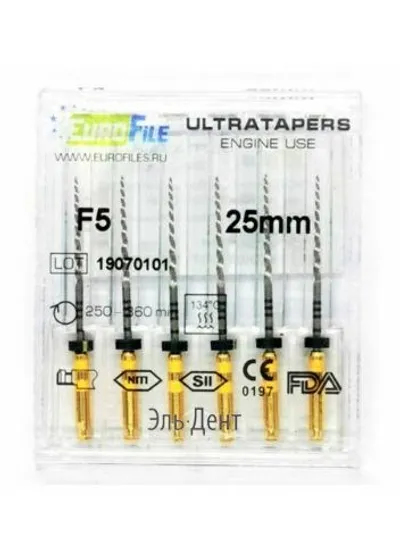 Ultratapers Engine Use F5, 25мм, машинные файлы, никель-титан, (6шт.).Eurofile