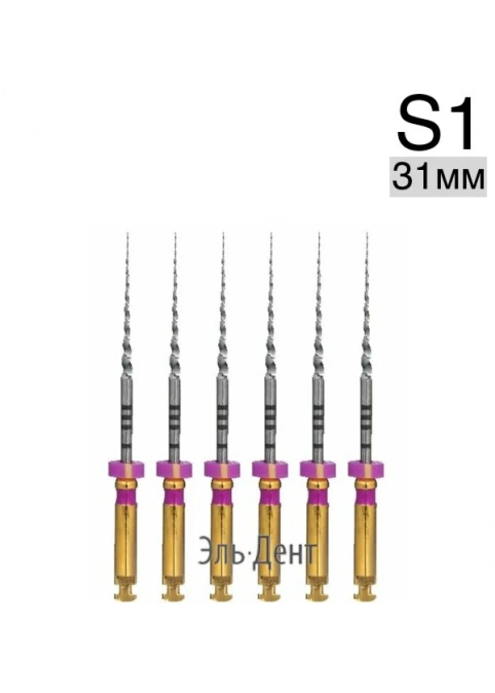 Ultratapers Engine Use S1, 31мм, машинные файлы, никель-титан, (6шт.).Eurofile