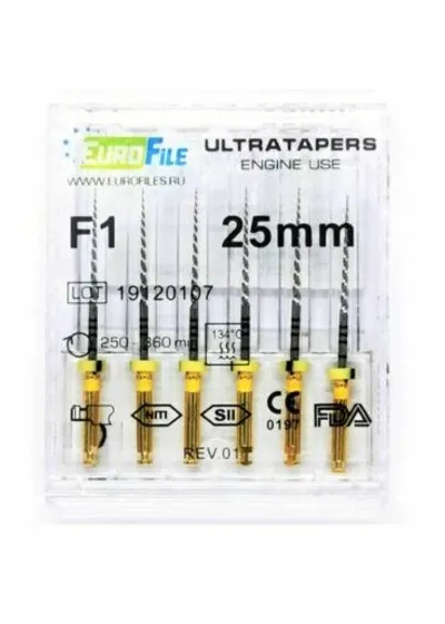 Ultratapers Engine Use F1, 25мм, машинные файлы, никель-титан, (6шт.).Eurofile