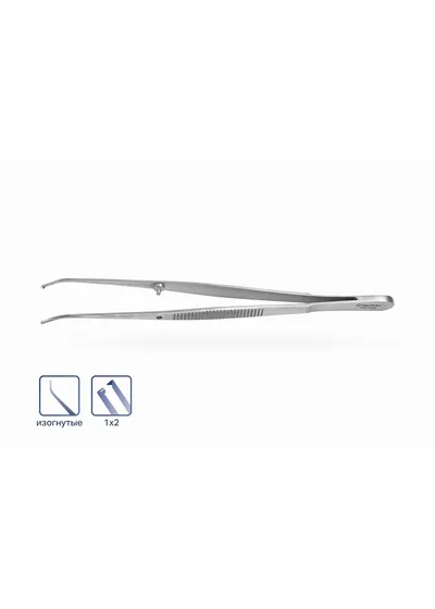 Пинцет, Karl Fritz, хирургический Semken-Taylor 1х2 изогнутый, 125 мм