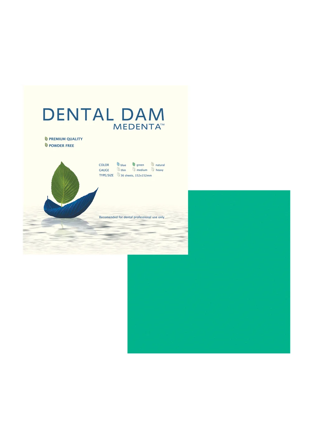 Завеса резиновая Medenta Dental Dam, зеленая, тонкая, 152×152 мм