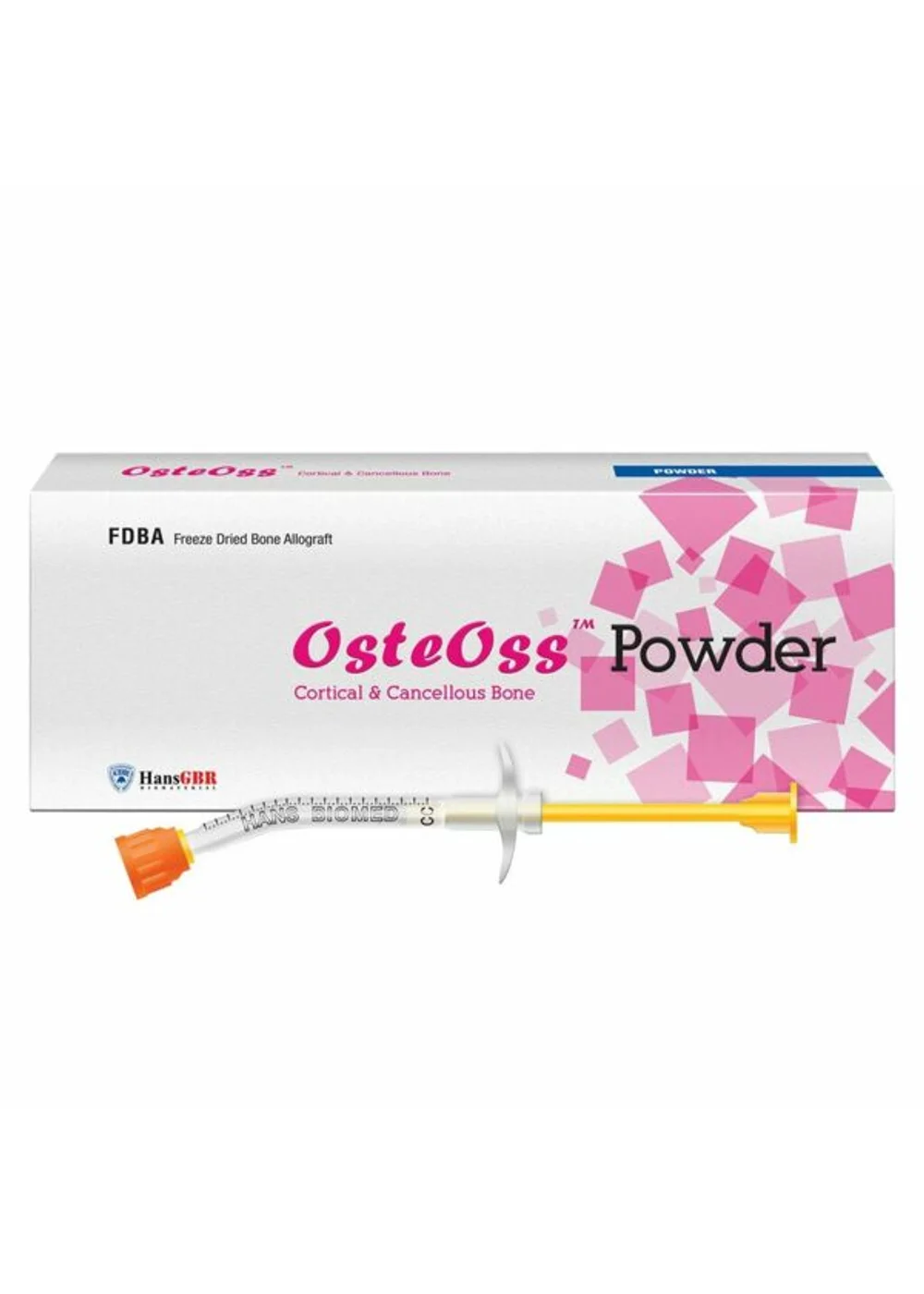 Порошок кортикальный, OSSTEM, OsteOss, резорбируемый, 0.25 мл, шприц, 1 шт