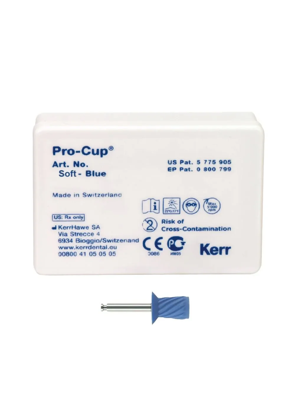 Полиры, KERR, Чашка, Pro-Cup, мягкие, голубые, винтообразные, 30 шт