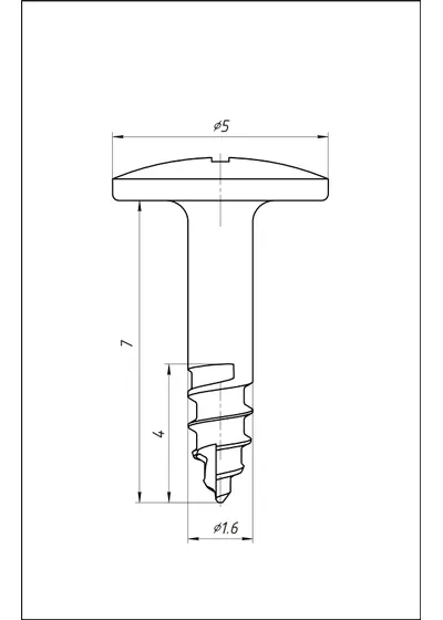 Винт хирургический, тентовый (опорный), длина 7 мм, 1 шт., арт: SWt-16-07