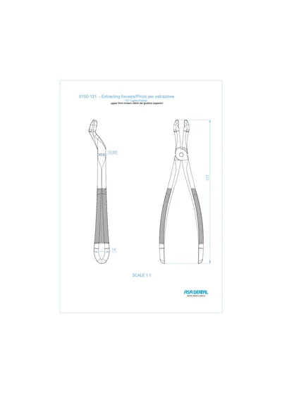 Asa Dental N121 - щипцы для удаления зубов, для верхних моляров, с зубчиками